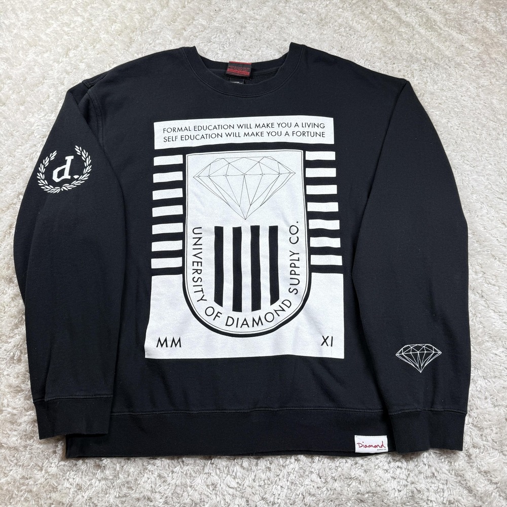 Diamond Supply Co Sweater Mens L University Crewneck Grunge Skater Street Punk